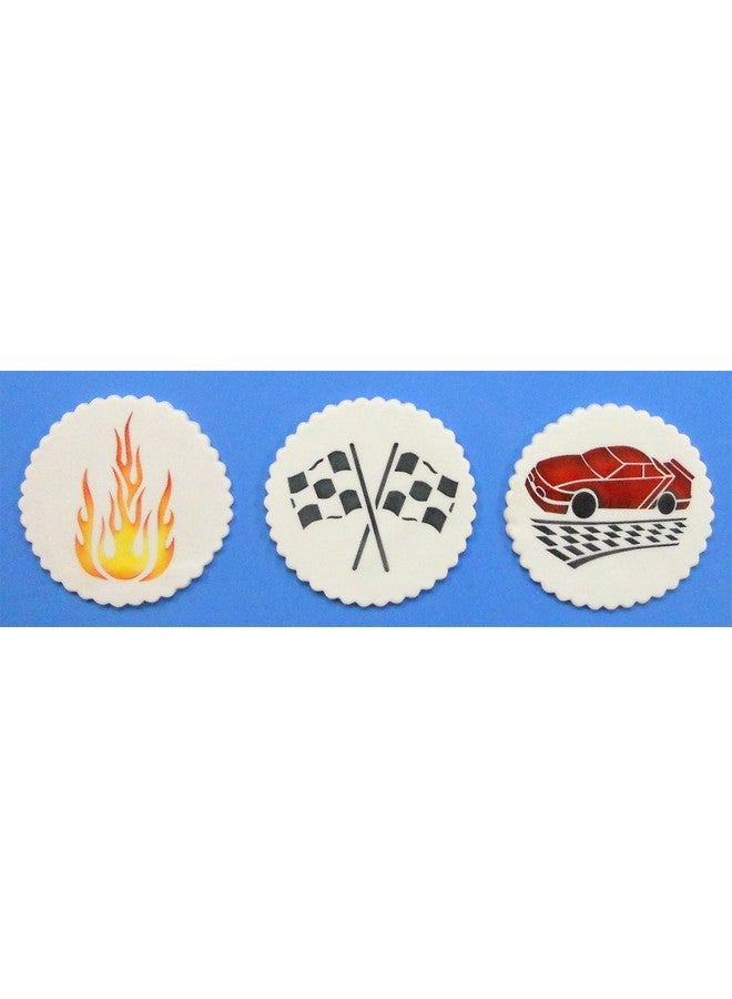 Designer Stencils C800 Mini Racecar Stencil Set, (Flame, Race Car and Checker Flag) Beige/semi-transparent - Image 2
