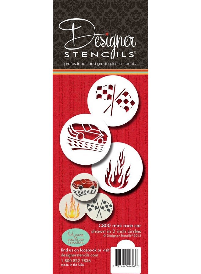 Designer Stencils C800 Mini Racecar Stencil Set, (Flame, Race Car and Checker Flag) Beige/semi-transparent - Image 5