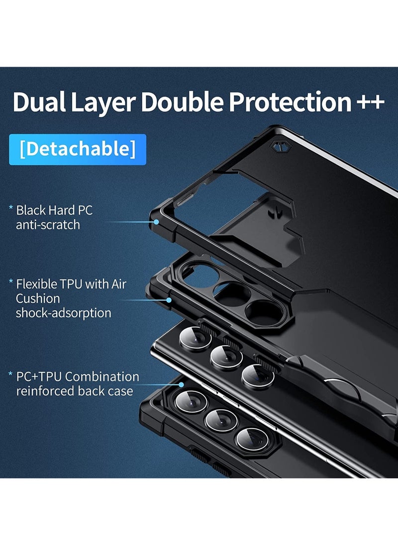 Generic - Armor Shield Case for Samsung Galaxy S25 Ultra Plastic and Silicone Protective Shockproof Scratch Resistant Cover(Black) - Image 1