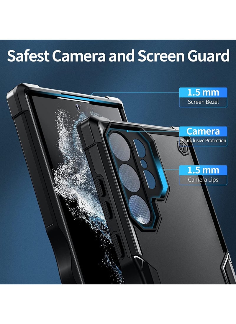Generic - Armor Shield Case for Samsung Galaxy S25 Ultra Plastic and Silicone Protective Shockproof Scratch Resistant Cover(Black) - Image 1