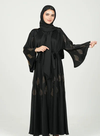 AL BENT AL SHARQIEH black abaya double cloche with hijab