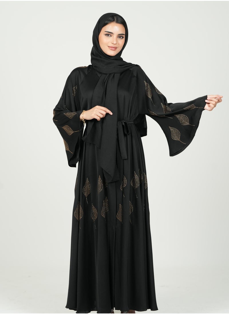 AL BENT AL SHARQIEH black abaya double cloche with hijab  - Image 1
