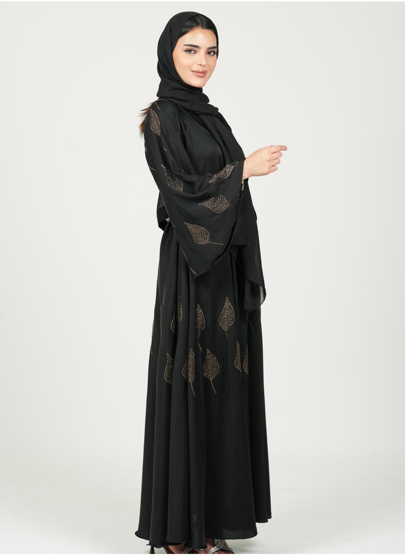AL BENT AL SHARQIEH black abaya double cloche with hijab  - Image 2