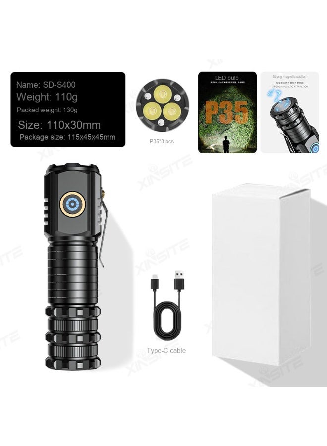 Outdoor High-Intensity Flashlight - TYPE-C Rechargeable Mini Pocket Cannon 