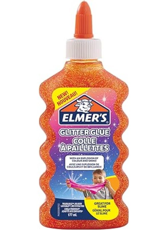 Elmer's 177 ml Glitter Liquid Glue, Orange - Image 1