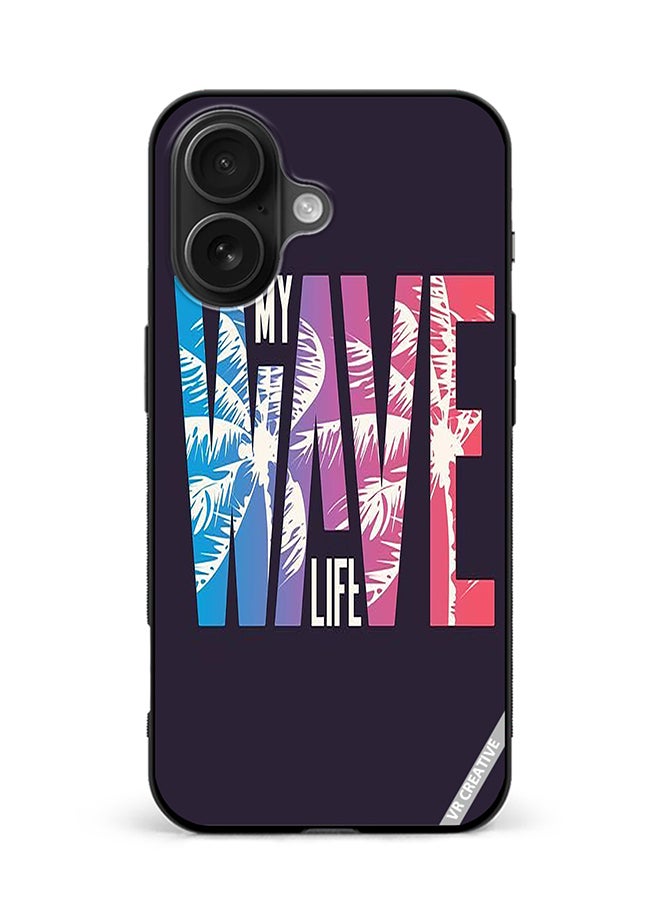 Protective Case Cover For Apple iPhone 16 Wave Design Multicolour
