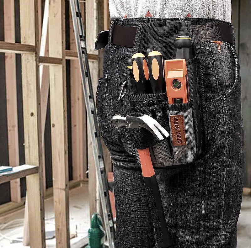 VIDAR TOOLS Small Tool Pouch with Belt Clip,Tool Pouch Bag.Tool Belt Pouches,Electrician Tool Pouch.Mini Organizer Pocket Attachment for Tool Belt,5 Pockets and Heavy-Duty Metal Belt Clip Attachment.â€¦ - Image 4