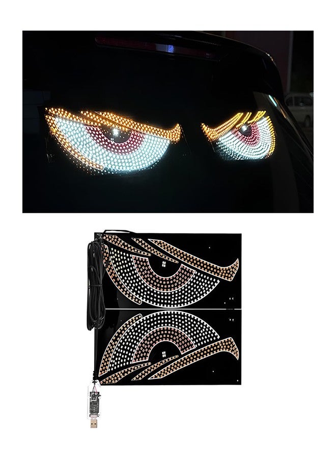 FALVFUN 2PCS Car Devil Eyes Light, 11.8in x 4.72in Dynamic Flex Vehicle Windshield Digital LED Sign Display, Flexible Auto Exterior Decor Lamp Accessories, Universal Fit (Style A) - Image 1