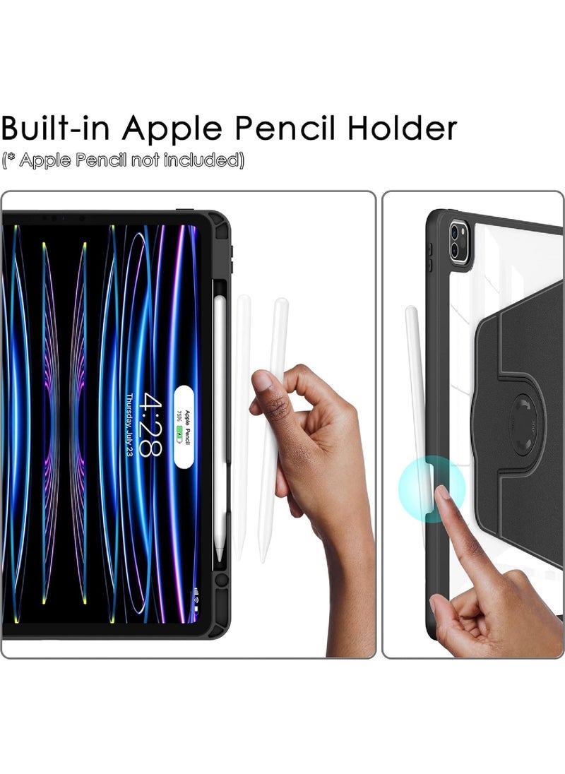 Captaintech Rotating Magnetic Case for iPad Pro 11 (2018-2022) – Hard Transparent Cover with Side Pencil Holder u0026 Auto Wake/Sleep ﻿ - Image 5