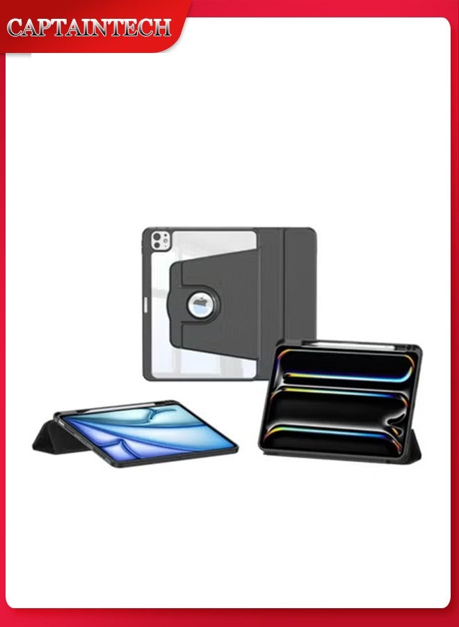 Captaintech Rotating Magnetic Case for iPad Pro 11 (2018-2022) – Hard Transparent Cover with Side Pencil Holder u0026 Auto Wake/Sleep ﻿ - Image 1