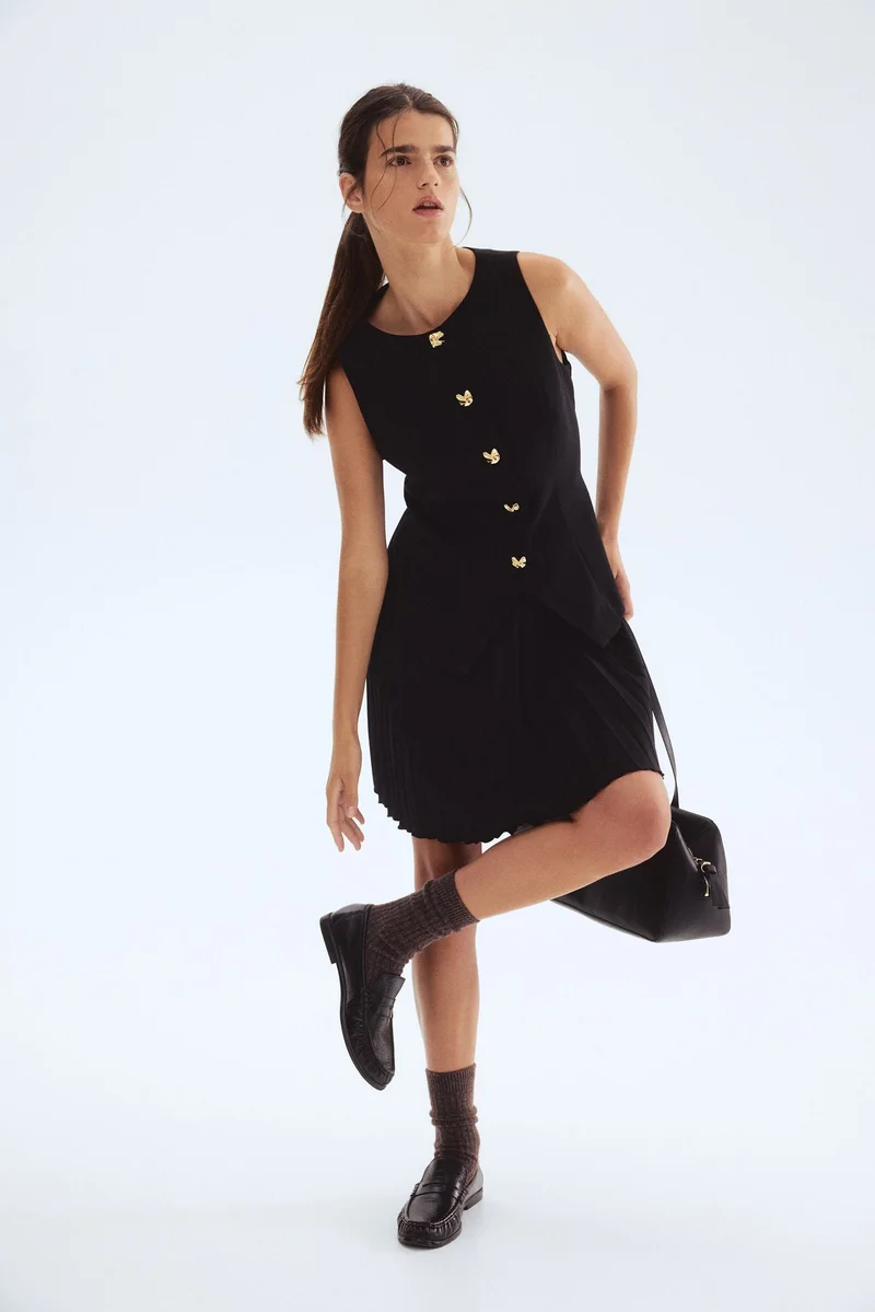 اتش اند ام فستان بجزء علوي بتصميم صدرية بدلة