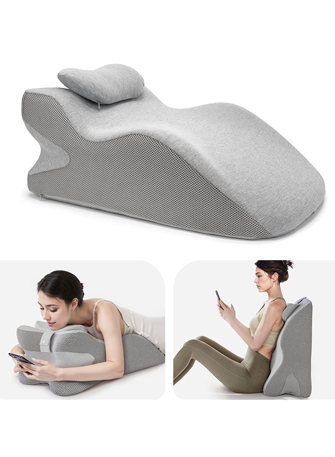 WINEENEE Orthopedic Memory Foam Pillow for Saudi Adults - Adjustable Lumbar & Prayer Support, Cooling Gray Backrest for Bed/Sofa  - Image 1