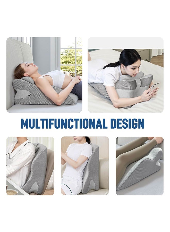 WINEENEE Orthopedic Memory Foam Pillow for Saudi Adults - Adjustable Lumbar & Prayer Support, Cooling Gray Backrest for Bed/Sofa  - Image 5