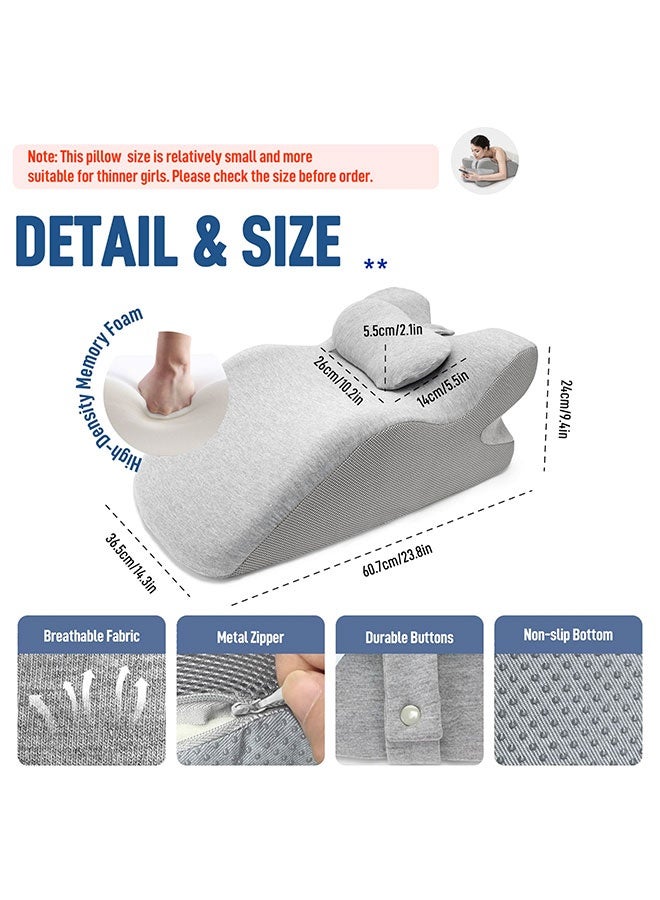WINEENEE Orthopedic Memory Foam Pillow for Saudi Adults - Adjustable Lumbar & Prayer Support, Cooling Gray Backrest for Bed/Sofa  - Image 4