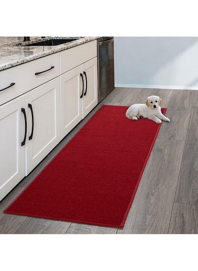 Sweet Home Stores Sh Collection Solid Rubberback Indoor Runner Rug 20" X 59" Red  - Image 1