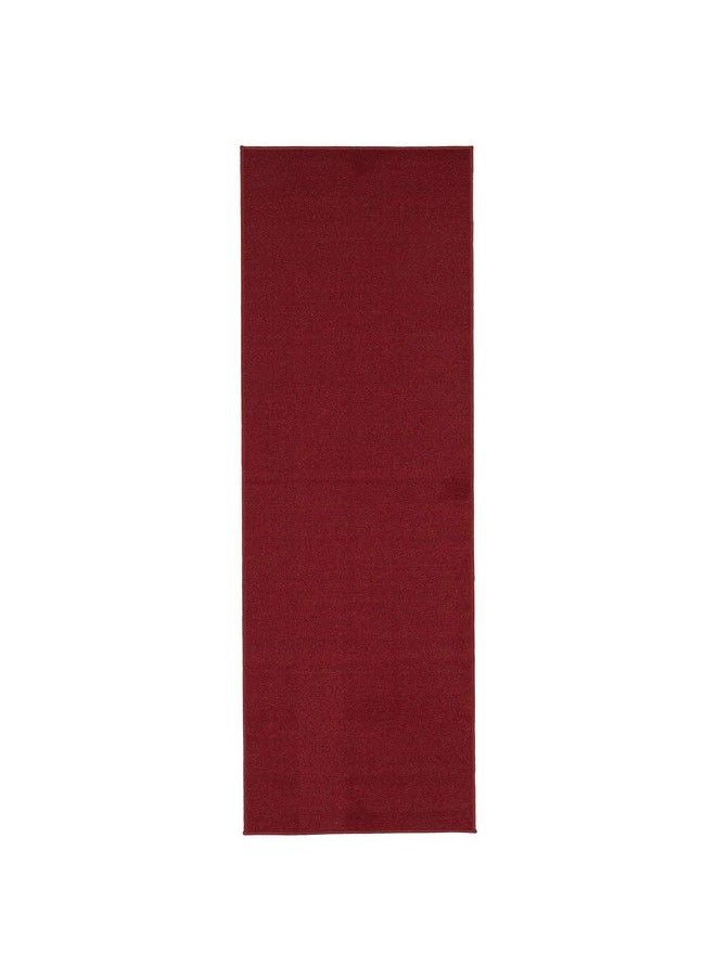 Sweet Home Stores Sh Collection Solid Rubberback Indoor Runner Rug 20" X 59" Red  - Image 3
