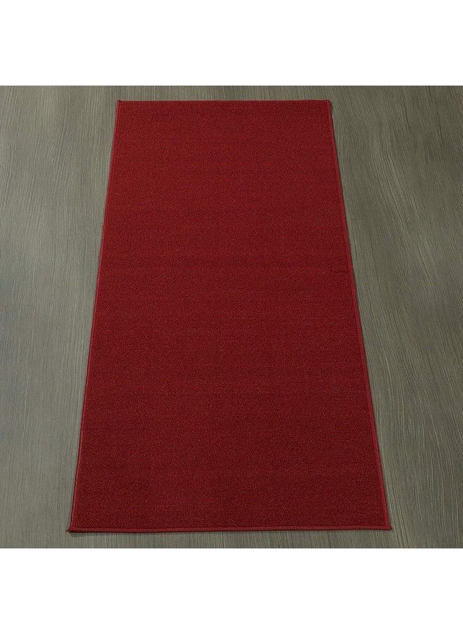 Sweet Home Stores Sh Collection Solid Rubberback Indoor Runner Rug 20" X 59" Red  - Image 5