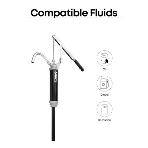 GROZ Lever Action Barrel Pump| Lever Pump for Oil, Diesel, Kerosene, Antifreeze Fluids | PVC Telescopic Suction Pipe | For 15 Ltrs- 205 Ltrs Barrel size |Delivers: 300 ml/stroke| LBP/04/PT - Image 5
