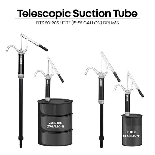 GROZ Lever Action Barrel Pump| Lever Pump for Oil, Diesel, Kerosene, Antifreeze Fluids | PVC Telescopic Suction Pipe | For 15 Ltrs- 205 Ltrs Barrel size |Delivers: 300 ml/stroke| LBP/04/PT - Image 3