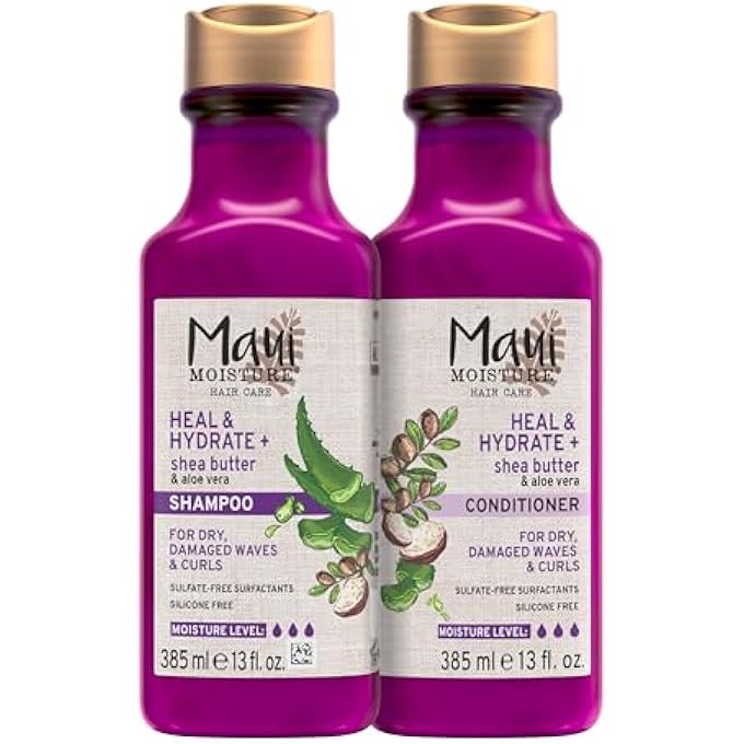 MAUI MOISTURE شامبو وبلسم شيا هيدرات وشفاء + لإصلاح وترطيب الشعر المجعد بإحكام مع زيوت جوز الهند والمكاديميا، نباتي، خالي من السيليكون والبارابين والكبريتات، 13 أونصة سائلة (عبوة) - Image 2