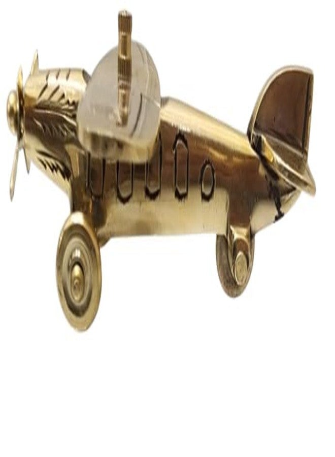 Bhavika Decor Brass Jet Plane Vintage Aeroplane Table Top Decorative Showpiece Antique Tabletop Miniature Statue Home Interior Decor Item Gift and Collectible Glossy and Shiny Finish - Image 2