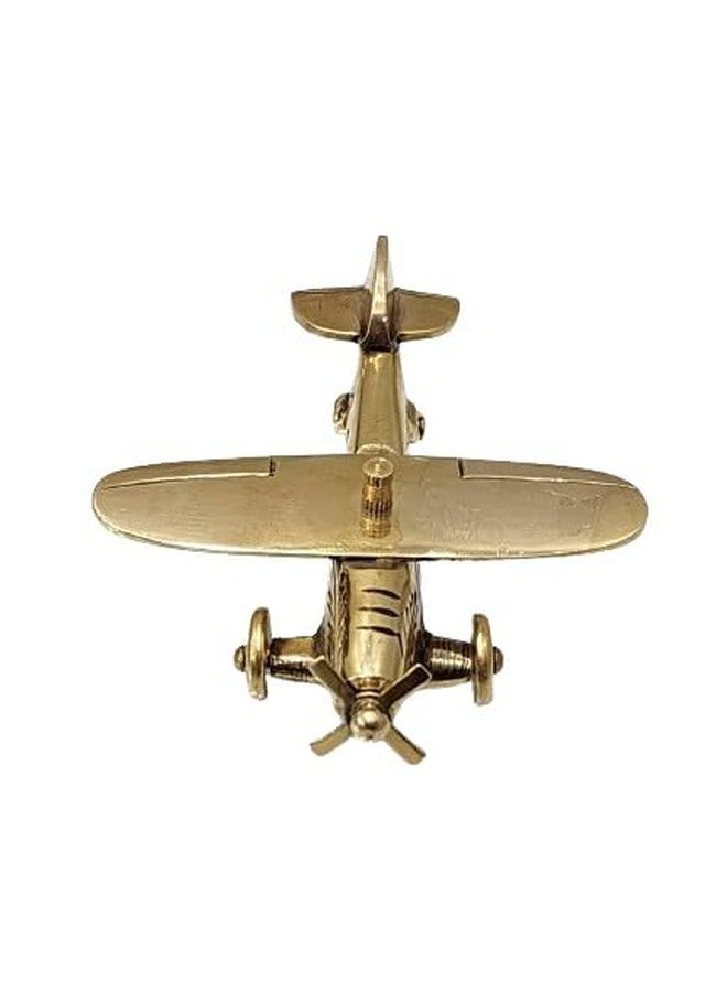 Bhavika Decor Brass Jet Plane Vintage Aeroplane Table Top Decorative Showpiece Antique Tabletop Miniature Statue Home Interior Decor Item Gift and Collectible Glossy and Shiny Finish - Image 3