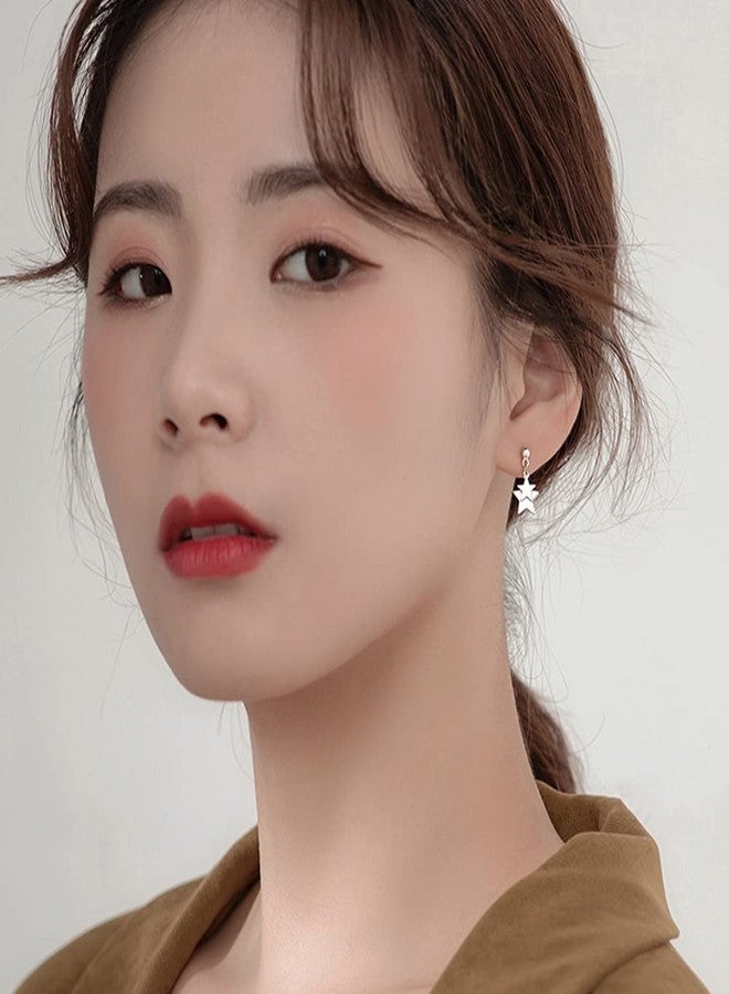 Reffeer Solid 925 Sterling Silver Double Star Stud Earrings for Women Teen Girls Small Star Stud Earrings Drops (A-Silver) - Image 3