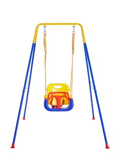 Generic Toddler Swing Set, Heavy-Duty Indoor Outdoor Baby Swing Seat w/Safety Harness&Handrails, Folding Metal Stand & Clear Instruction, Easy to Assemble & Store  - Image 1