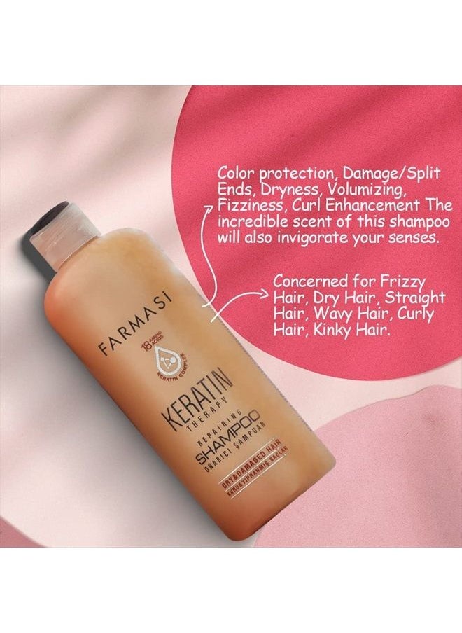 FARMASI - Keratin Therapy Repairing Shampoo, Hair Treatment for Smoothing & Nourishing, Repairs Damaged Hair, Hydrates, Nourishes, Anti Frizz for Dry Hair and Extra Shine, 12.2 fl. oz / 360 ml - Image 1