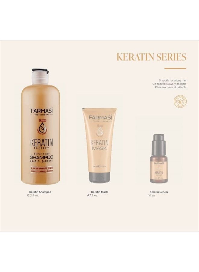 FARMASI - Keratin Therapy Repairing Shampoo, Hair Treatment for Smoothing & Nourishing, Repairs Damaged Hair, Hydrates, Nourishes, Anti Frizz for Dry Hair and Extra Shine, 12.2 fl. oz / 360 ml - Image 1