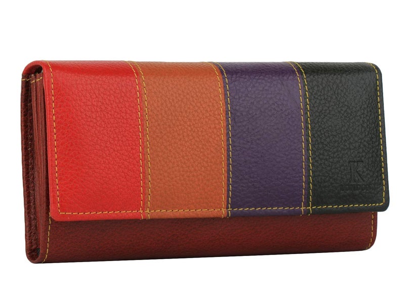 K London Women Multicolor Genuine Leather Wallet | Ladies Clutch | Zipper Purse/Card Holder Organizer for Women (AZ04_BRN) - Image 1