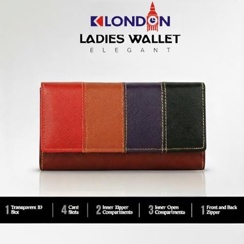 K London Women Multicolor Genuine Leather Wallet | Ladies Clutch | Zipper Purse/Card Holder Organizer for Women (AZ04_BRN) - Image 2