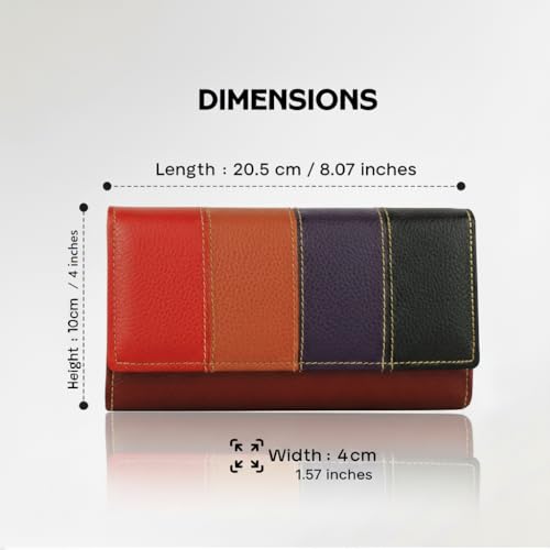 K London Women Multicolor Genuine Leather Wallet | Ladies Clutch | Zipper Purse/Card Holder Organizer for Women (AZ04_BRN) - Image 4