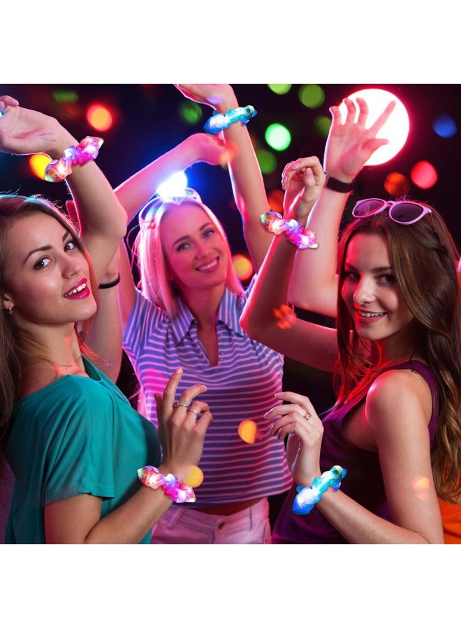 Lolalet 12PCS LED Light Up Hair Scrunchies, Neon Hair Ties, Glow in the Dark Accessories for Sleepover Party Favors, Colorful Elastic Band for Rave Festival Dance Night Events -Style B  - Image 2
