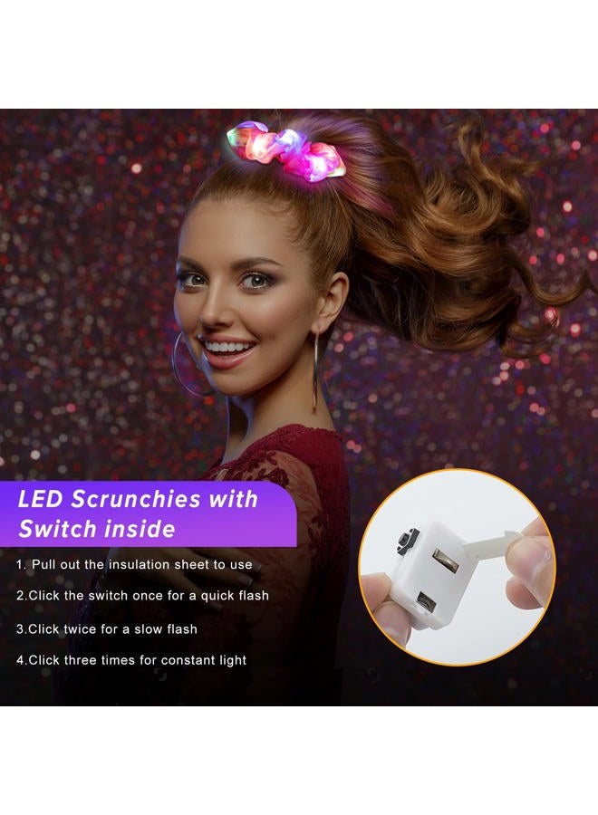 Lolalet 12PCS LED Light Up Hair Scrunchies, Neon Hair Ties, Glow in the Dark Accessories for Sleepover Party Favors, Colorful Elastic Band for Rave Festival Dance Night Events -Style B  - Image 3