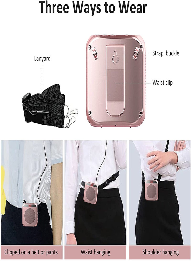 SYOSI Voice Amplifier with Wired Microphone Headset, Portable Rechargeable PA System Speaker Personal Microphone Speech Amplifier, Loudspeaker for Teachers, Tour Guides/Coaches Metting/Yoga/Fitness (Pink) - Image 2