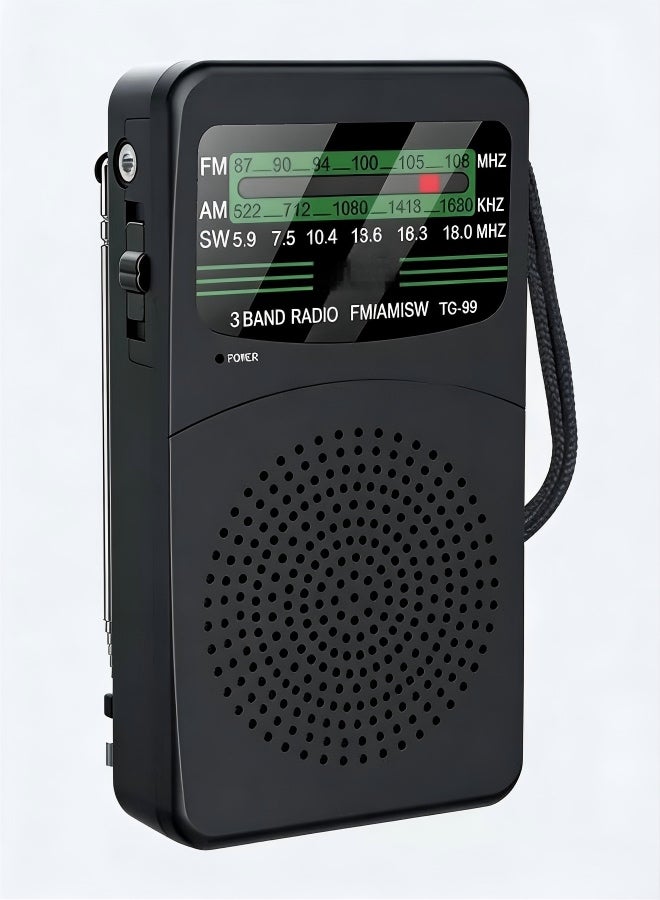 Portable Radio AM FM with Flashlight,Transistor Radios with Loud Speaker, Headphone Jack, AA Battery Operated Radios for Long Range Excellent Reception,Pocket Radio for Indoor/Outdoor or Emergency Use - Image 1