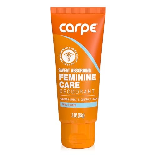 Carpe Feminine Sweatcare Intimate Deodorant pH Balanced 24Hr Moisture Odor Control Whole Body Deodorant for Women Gynecologist Tested Safe for Private Parts Pure Powder 3oz - Image 1