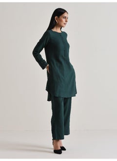 trueBrowns Dark Green Front Placket Co-Ord Set  - Image 2