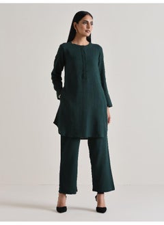 trueBrowns Dark Green Front Placket Co-Ord Set  - Image 1