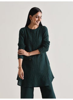 trueBrowns Dark Green Front Placket Co-Ord Set  - Image 3
