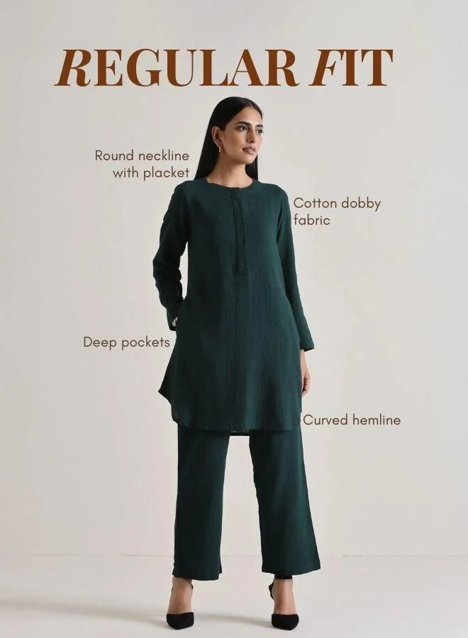 trueBrowns Dark Green Front Placket Co-Ord Set