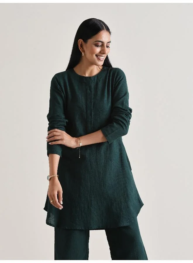 trueBrowns Dark Green Front Placket Co-Ord Set