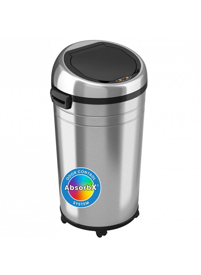 iTouchless iTouchless 23 Gallon Touchless Sensor Trash Can with Odor Control System & Wheels, 87 Liter Commercial Size Automatic Garbage Bin, Brushed Stainless Steel  - Image 1