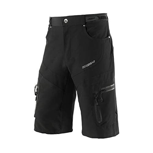 BERGRISAR Men's Cycling Shorts Loose Fit Mountain Bike Shorts with 6 Pockets Black X-Large - Image 1