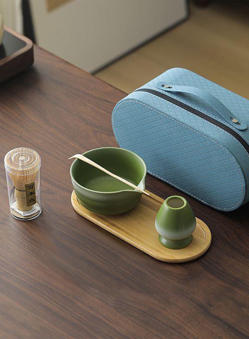 Chillspace 5 pcs Matcha Set with Bag, Matcha Whisk and Bowl Set include Bamboo Whisk, Matcha Bowl with Spout, Scoop, Bamboo Saucer & Whisk Holder for Traditional Tea Ceremony Starter Kit Gift (Green) - Image 3