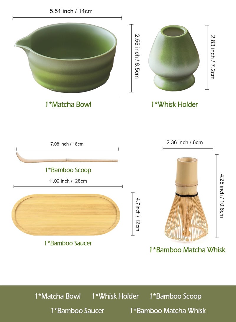 Chillspace 5 pcs Matcha Set with Bag, Matcha Whisk and Bowl Set include Bamboo Whisk, Matcha Bowl with Spout, Scoop, Bamboo Saucer & Whisk Holder for Traditional Tea Ceremony Starter Kit Gift (Green) - Image 5
