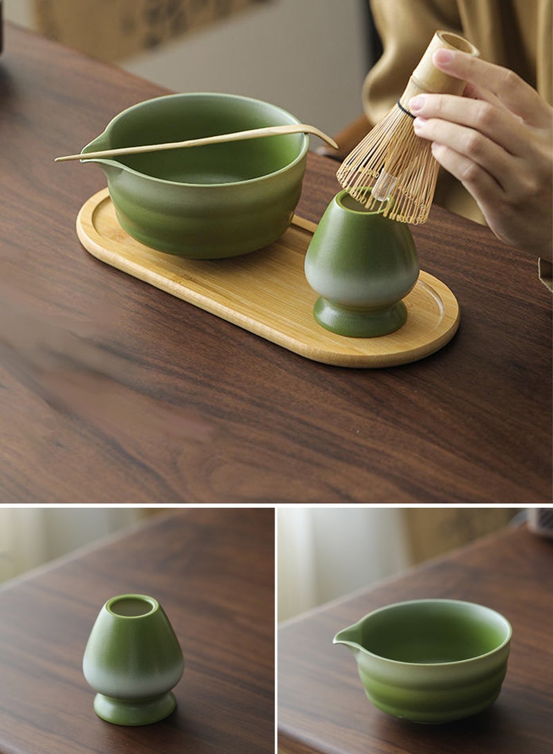 Chillspace 5 pcs Matcha Set with Bag, Matcha Whisk and Bowl Set include Bamboo Whisk, Matcha Bowl with Spout, Scoop, Bamboo Saucer & Whisk Holder for Traditional Tea Ceremony Starter Kit Gift (Green) - Image 2