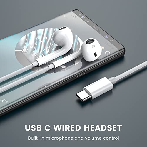 MOSWAG USB C Headphone Wired Earbuds in Ear Headphones with Mic and Volume Control Compatible with iPhone 15/ pro/Pro max iPad Air Samsung Galaxy S23 S22 Pixel 7 6 6a 5 OnePlus 9 - Image 2