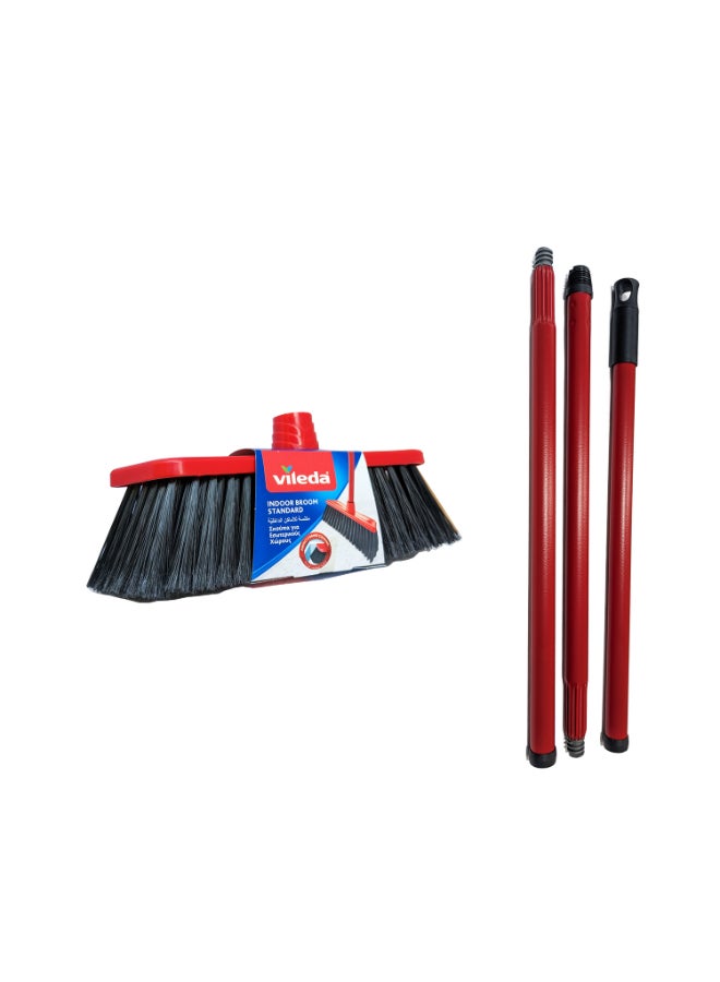 Vileda Indoor Broom with 3 Stick, Lightweight & Perfect Corner Cleaning - Image 1